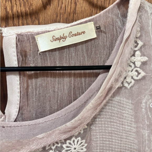 Simply Couture Mauve Embroidered Midi Dress - Picture 2 of 5